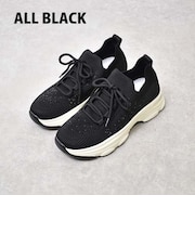 ラインストーン厚底スニーカー-246 ALL BLACK 346-246