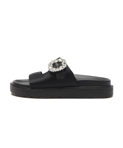 W2088　BIJOU FLAT SANDAL　BLACK　708628-0001