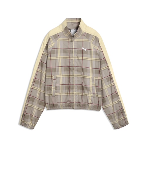 639021 W T7 RELAXED TARTAN WOVEN JKT 81MOUSE GRAY 717908-0002