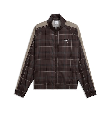 639061 M T7 RELAXED TARTAN WOVEN JKT 33CHOCOLATE F. 717910-0002