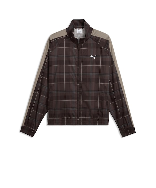 639061 M T7 RELAXED TARTAN WOVEN JKT 33CHOCOLATE F. 717910-0002