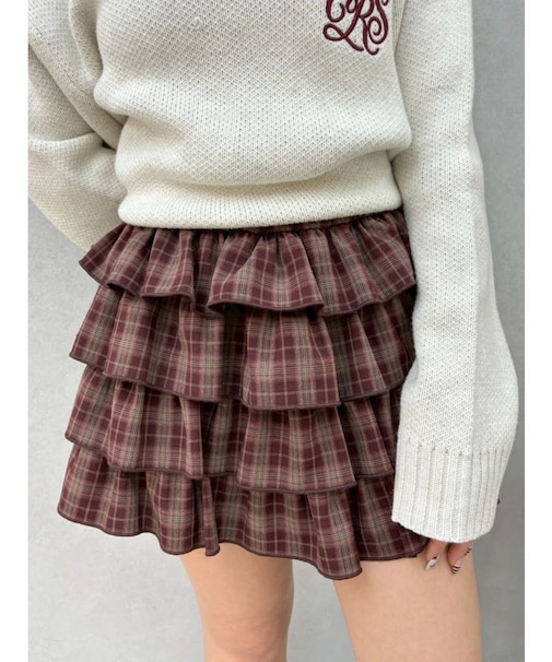 フリルチェックミニスカート