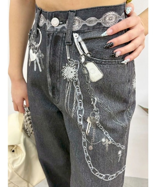 フェイクグラフィックワイドパンツ