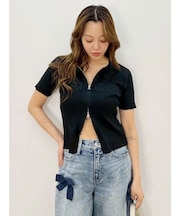 Embroidery ZIP ニットトップス