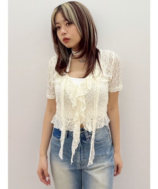 レースチョーカーネックトップス