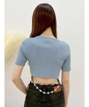バックチェーンリブニットトップス
