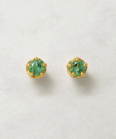 [ セカンドピアス] K18  エメラルドピアス( Φ3mm)