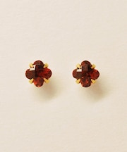 [ セカンドピアス] K18リリィカットガーネットピアス（ YG)