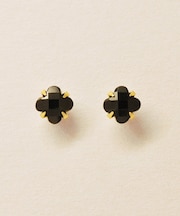 [ セカンドピアス] K18リリィカットオニキスピアス（ YG)