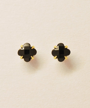 [ セカンドピアス] K18リリィカットオニキスピアス（ YG)