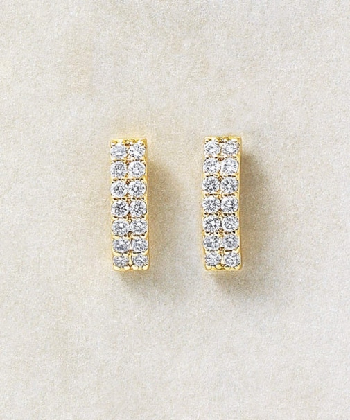 K18ダイヤモンド レクタングルピアス
