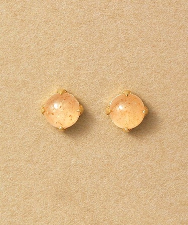 [ セカンドピアス] K18オレンジムーンストーンカボションピアス