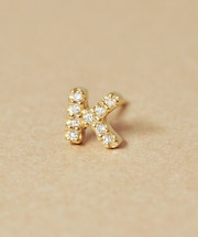 K18/10ダイヤモンド ハーフピアス イニシャル『K』( YG)