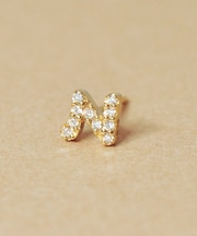 K18/10ダイヤモンド ハーフピアス イニシャル『N』( YG)