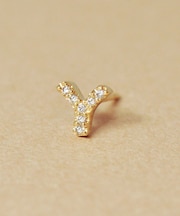 K18/10ダイヤモンド ハーフピアス イニシャル『Y』( YG)