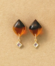 K18・K10 琥珀&アイオライト スイングピアス