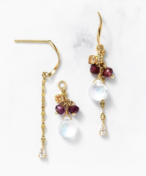 【 Palette】K18・K10ブルームーンストーン チャームセット　ピアス［ Prism］