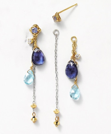 【 Palette】K18・K10アイオライト×ブルートパーズ チャームセット　ピアス［ Lake］