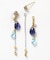 【 Palette】K18・K10アイオライト×ブルートパーズ チャームセット　ピアス［ Lake］