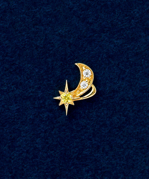【 Solo Pierce】K18・K10　流れ星 ワンポイントハーフピアス