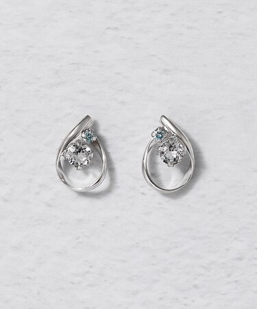 K14・K10 ダイヤモンド しずく ピアス (WG)
