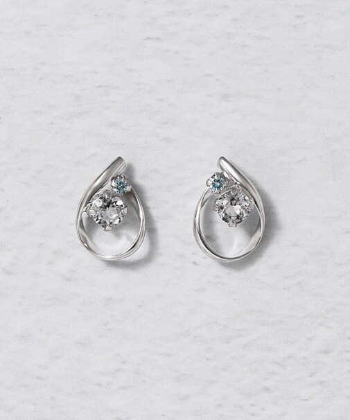 K14・K10 ダイヤモンド しずく ピアス (WG)