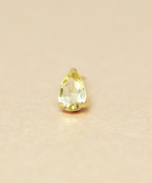 【 Solo Pierce】【 推しカラー】K18・K10 レモンクォーツ しずくハーフピアス