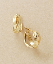 K18/K10 フラワーカットミックスフープピアス