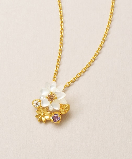 [ 誕生花ジュエリー]2月マーガレットネックレス