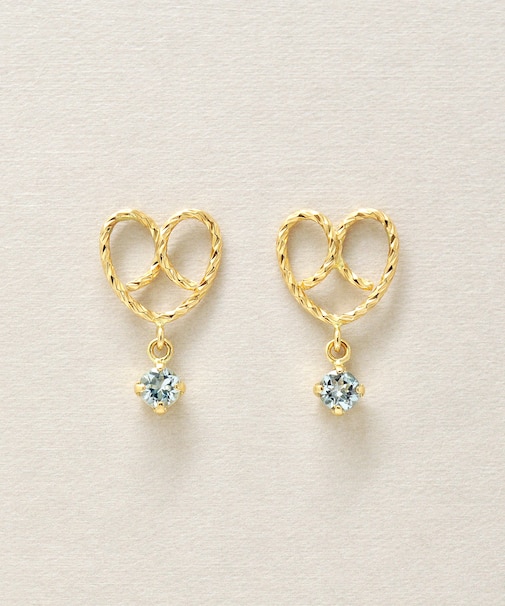K18・K10 アクアマリン プレッツェル スイングピアス( YG)