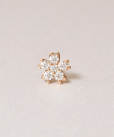 【 Solo Pierce】K18・K10 モアサナイト 桜 ハーフピアス ( PG)