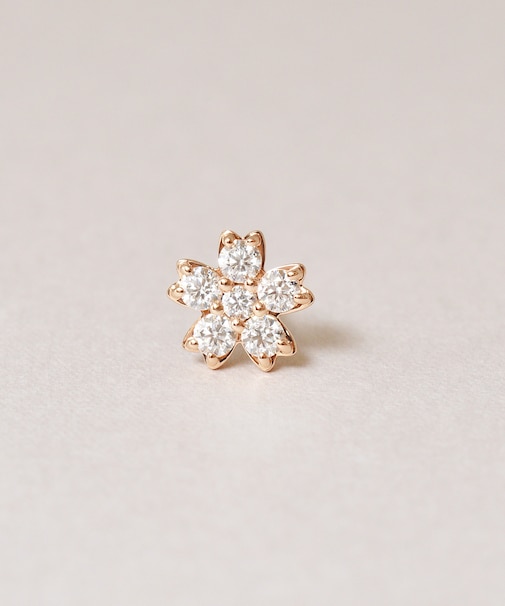 【 Solo Pierce】K18・K10 モアサナイト 桜 ハーフピアス ( PG)