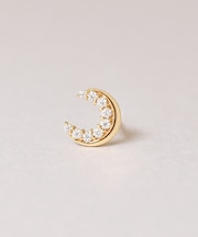 【 Solo Pierce】K18・K10 モアサナイト 月 ハーフピアス ( YG)