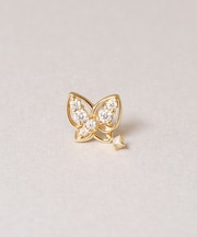 【 Solo Pierce】K18・K10 モアサナイト 蝶 ハーフピアス ( YG)