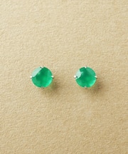 [ セカンドピアス]Pt グリーンメノウピアス(4mm)