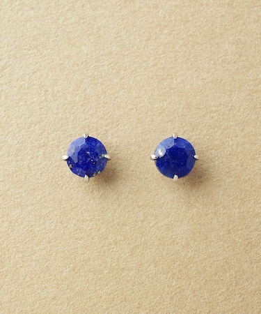 [ セカンドピアス]Pt ラピスラズリピアス(4mm)