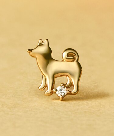【 Solo Pierce】K18・K10 柴犬 ハーフピアス