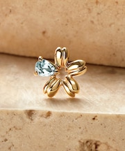 【 Solo Pierce】K10 タカラガイフラワーピアス