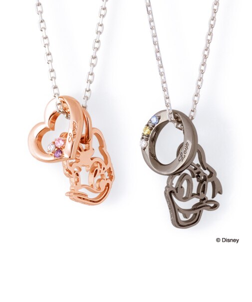 【Disney限定ジュエリーBOXでお届け】ディズニー ドナルド&デイジー / シルバー ペア ネックレス