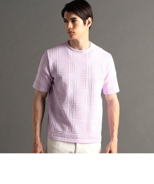 シャドーチェック ニットTシャツ