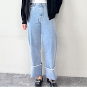 ロールアップワイドデニムパンツ