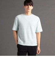 ジオメトリックジャカード クルーネックニットTシャツ