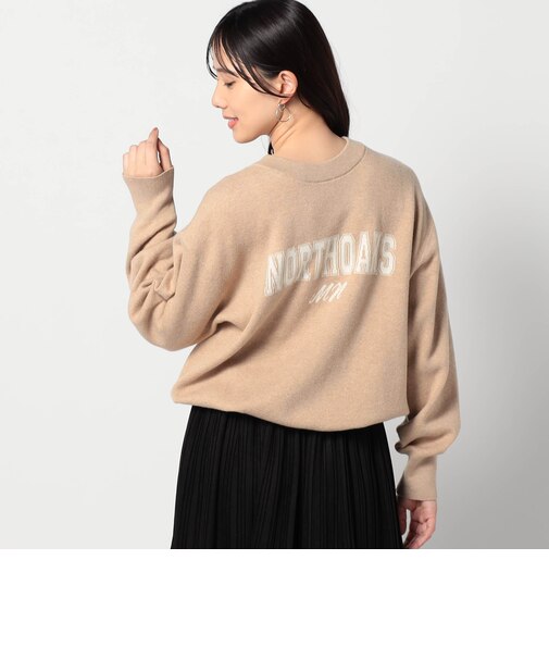 前後2WAY コットンカシミヤ ロゴニット