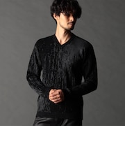 【25年モデル EC限定再販売】バーク風ジャカード Vネックプルオーバーニット
