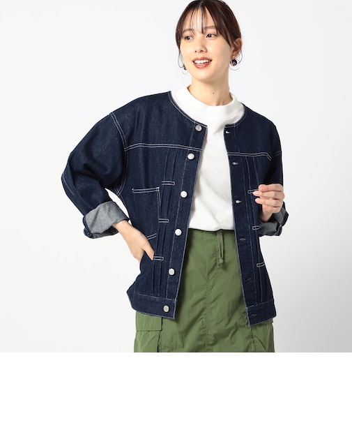 【BROOKLYN OVERALL】ノーカラーデニムジャケット