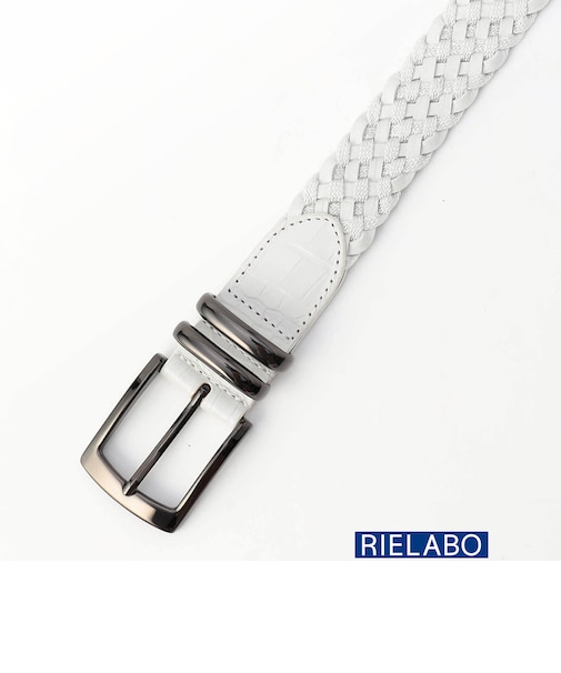 【RIELABO】エンボスイタリアンレザー メッシュベルト