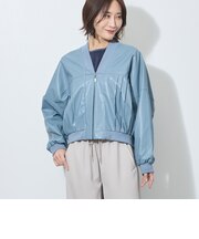合皮プリーツジップアップブルゾン