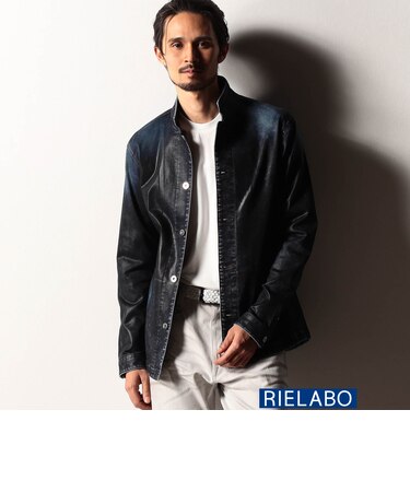 【RIELABO】ハイストレッチデニムスタンドシャツブルゾン