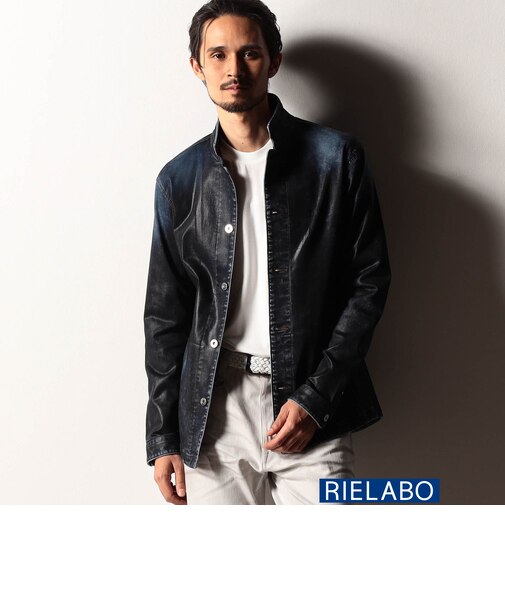 【RIELABO】ハイストレッチデニムスタンドシャツブルゾン