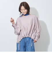 裾ドロスト入りノーカラーブラウス